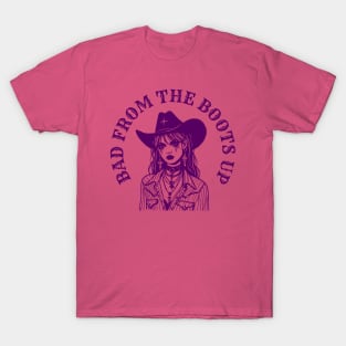 Bad from the boots up cowgirl - purple print T-Shirt